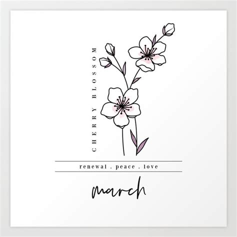 tattoo march flower|cherry blossom march birth flower.